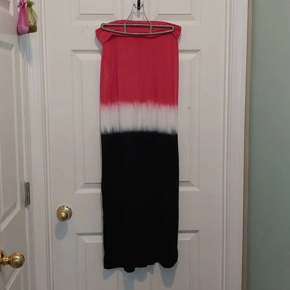 Hot pink white black maxi skirt Sz M